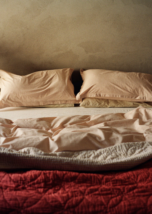 Soft Stripe Cotton Duvet Cover | Clay/Ecru