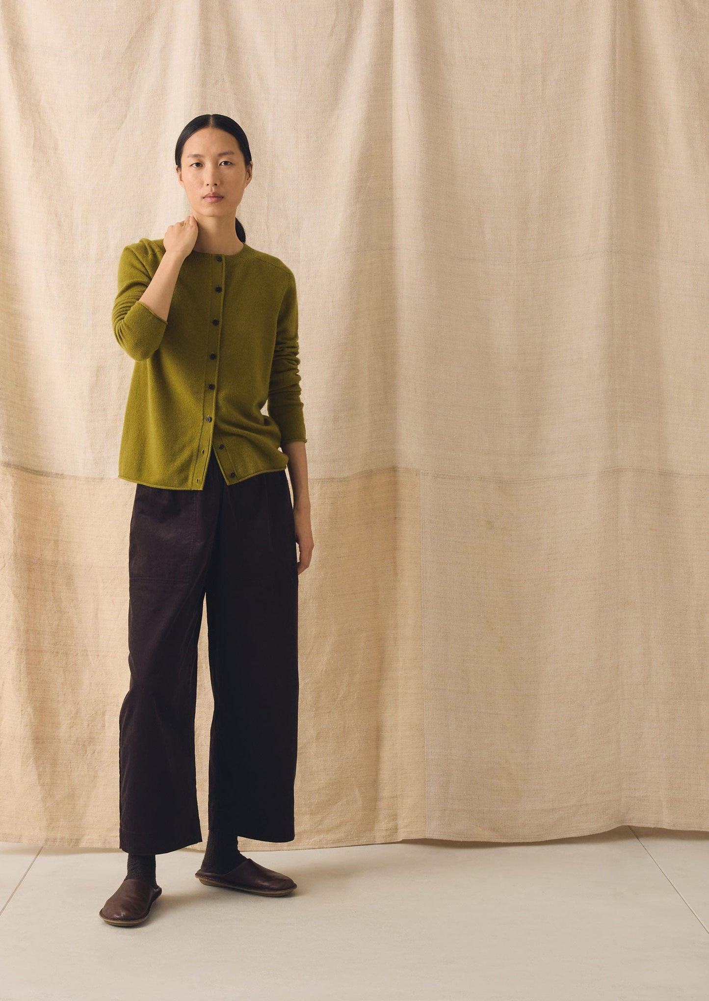 Wool Cashmere Neat Cardigan | Pear