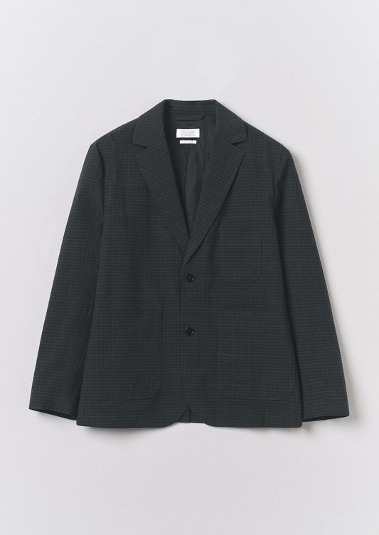 Sketch Check Cotton Wool Jacket | Slate