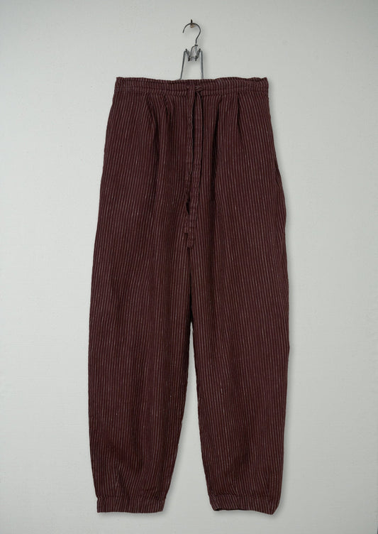 Reworn Sail Stripe Fishermans Trousers Size S (1001) | Bitter Chocolate