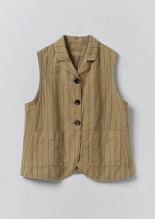 Stripe Cotton Linen Waistcoat | Fennel Seed